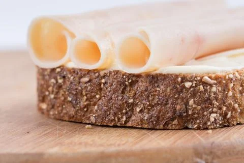 Chicken breasts salami on the chrono bread Foto stock