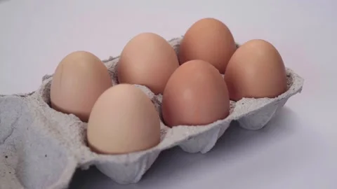 Chicken brown fresh raw eggs in a paper box Stock Footage 200807740