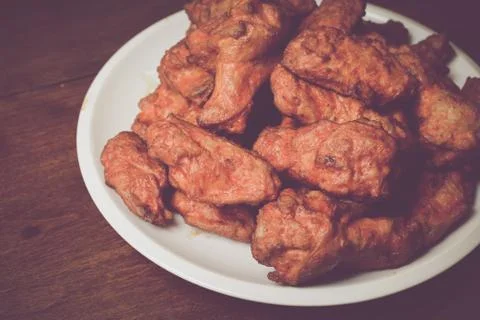 Chicken Buffalo Wings  with retro style filter Stock Photos