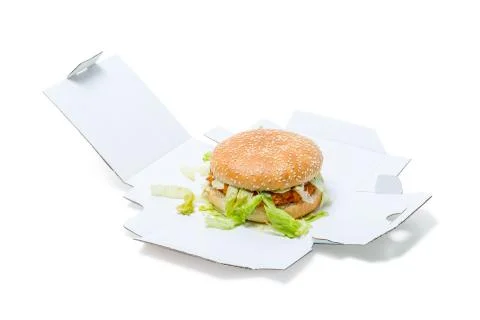 Chicken Burger in a box Stock Photos