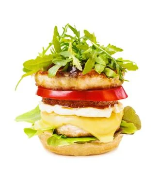 Chicken burger with vegetables Stock Photos