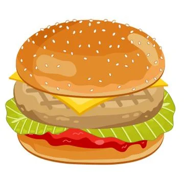 Chicken Burger on white background. Stock Illustration