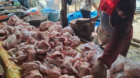 Chicken butcher Stock Footage 292738379