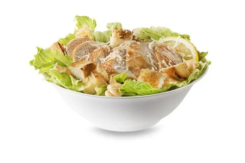 Chicken Caesar Salad with roasted bread Stock Photos
