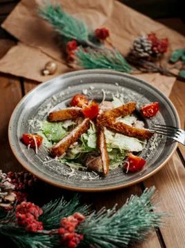 Chicken caesar salad on the table ____ Stock Photos