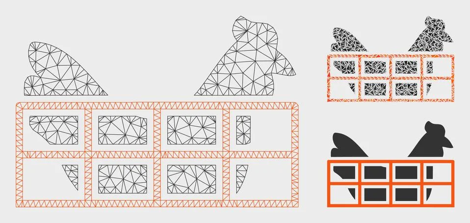 Chicken Cage Vector Mesh 2D Model and Triangle Mosaic Icon Ilustração Stock