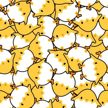 Chicken cartoon cute pattern seamless. Little chicken background. Baby fabr.. Illustrazione stock