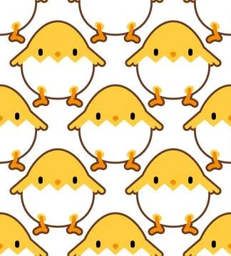 Chicken cartoon cute pattern seamless. Little chicken background. Baby fabr.. Stock Illustration