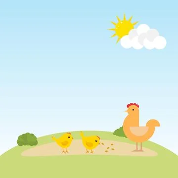Chicken with chickens Stock Illustration