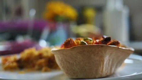 Chicken chilli taco boat Stock Footage 320018158