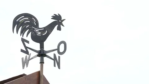 A chicken compass indicates the direction of the wind on the roof of a house Video stock 212945064