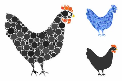 Chicken Composition Icon of Circle Dots Stock Illustration