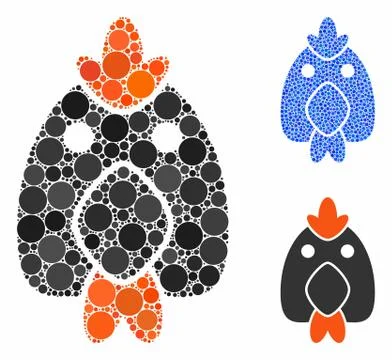 Chicken Composition Icon of Round Dots Stock Illustration