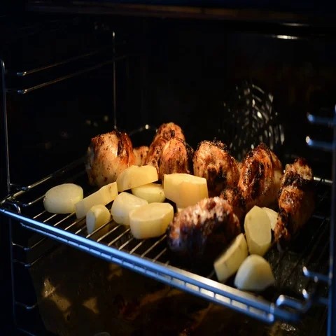 Chicken Cooked in the Oven Stock Footage 69347870