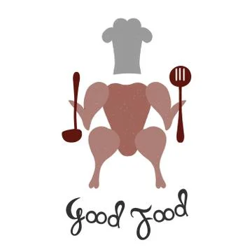 Chicken in the cook's hat. Illustrazione stock