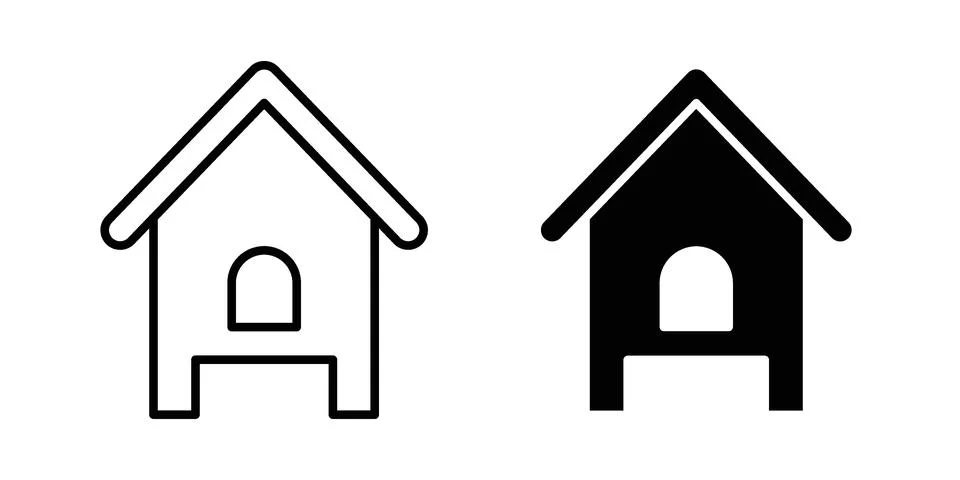 Chicken coop icon linear versions pack on white background イラスト素材