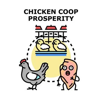 Chicken coop prosperity concept creating farm income Stock Illustration