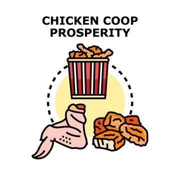 Chicken coop prosperity concept with fried food Ilustração Stock