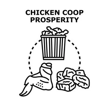 Chicken coop prosperity concept with fried food Ilustração Stock