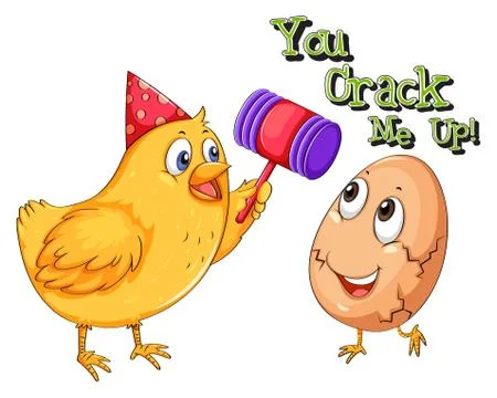 Chicken cracking an egg Stock Illustration