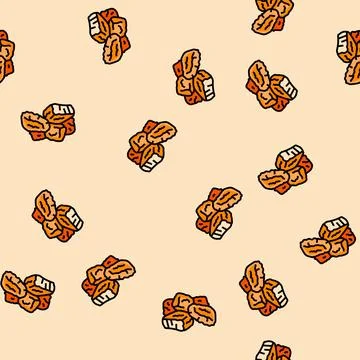 Chicken crispy fast foof vector seamless pattern 스톡 일러스트