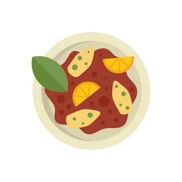 Chicken curry dish served on a plate viewed from above Stock Illustration