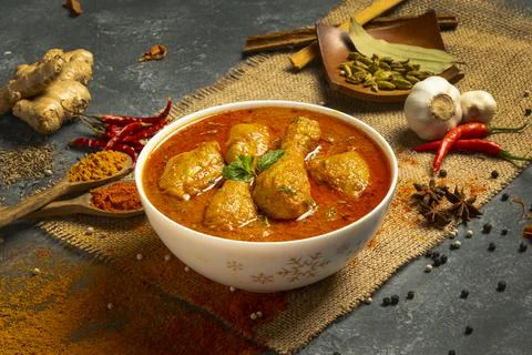 Chicken curry isolated on texture background. 写真素材