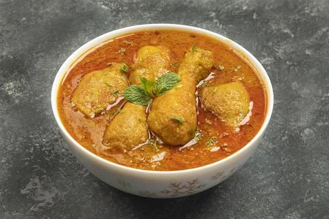 Chicken curry isolated on texture background. Stock Photos
