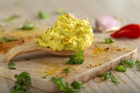 Chicken with curry spread Foto stock