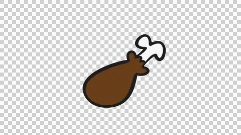 Chicken cut drum stick hand drawn illustration animation sketch with transparent Stock Footage 44929658