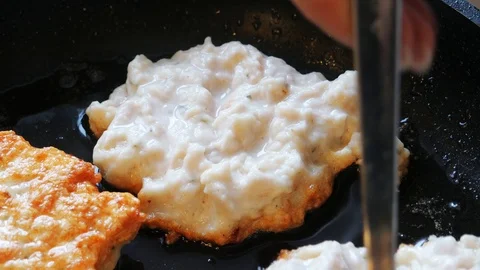 Chicken cutlets fried in a pan. Stock Footage 106991160