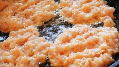 Chicken cutlets fried in a pan. Stock Footage 106991177