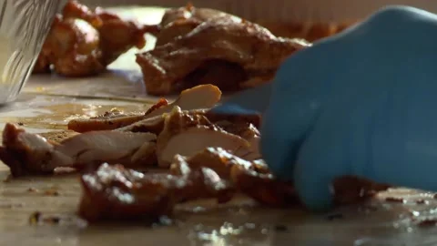 Chicken Cutting Close up Stock Footage 166538608