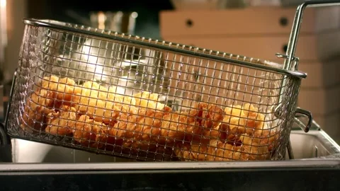 Chicken Deep-Fried at the Restaurant Stock Footage 323388739