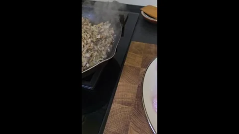 Chicken diced for frying. Step-by-step preparation of the pie. Stock Footage 296378243