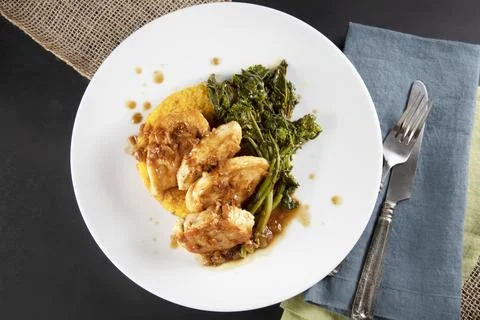 Chicken Dinner Flat Lay Stock Photos
