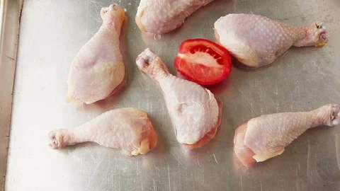 Chicken dinner with roma tomatoes Stock Footage 92536185