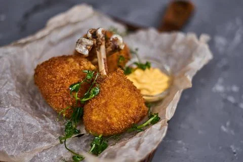 Chicken drumstick, breaded and deep-fried Stock Photos