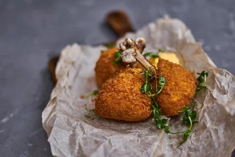 Chicken drumstick, breaded and deep-fried Stock Photos