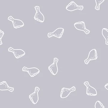 Chicken drumstick line vector seamless pattern Stock Illustration