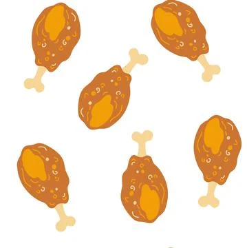 Chicken drumstick seamless pattern. Crispy Fried Chicken background. Fast Foo Stockillustratie