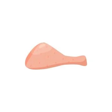 Chicken drumstick side view. Chicken leg, poultry white meat with skin on, raw Stock Illustration