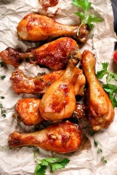 Chicken drumstick, top view Stock Photos