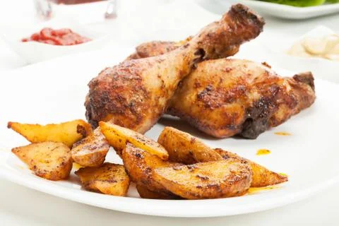 Chicken drumsticks. selective focus Stock Photos