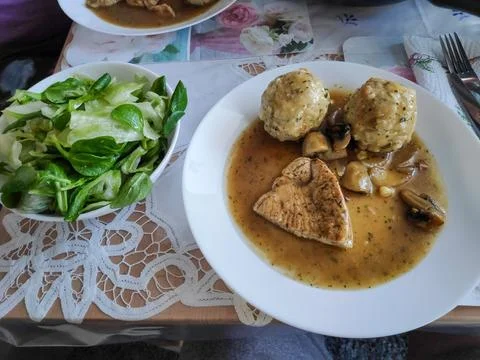 Chicken with Dumplings Dish 스톡 사진