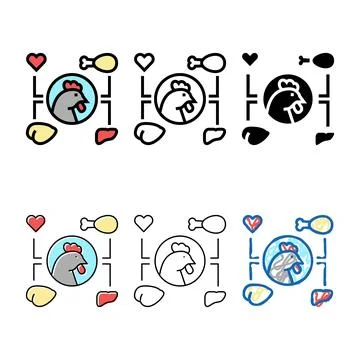 Chicken eatery part variations color icon vector Stock Illustration