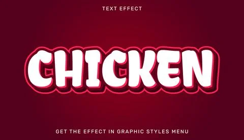 Chicken editable text effect with 3d style Stock Illustration