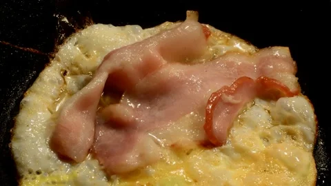 Chicken egg with bacon Stock Footage 276853580
