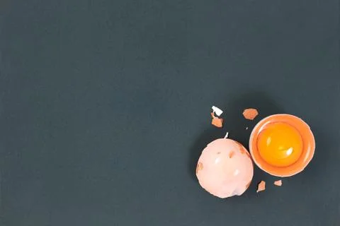 Chicken egg on blackboard with space for copy. Stock Photos
