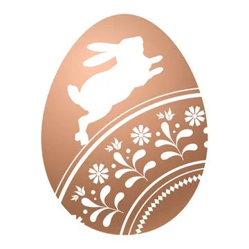 Chicken egg decorated with an Easter bunny and floral ornament Stock Illustration